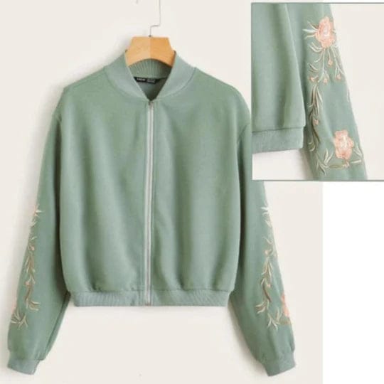 PISTACHIO EMBROIDERED JACKET FOR WOMEN Shopcify