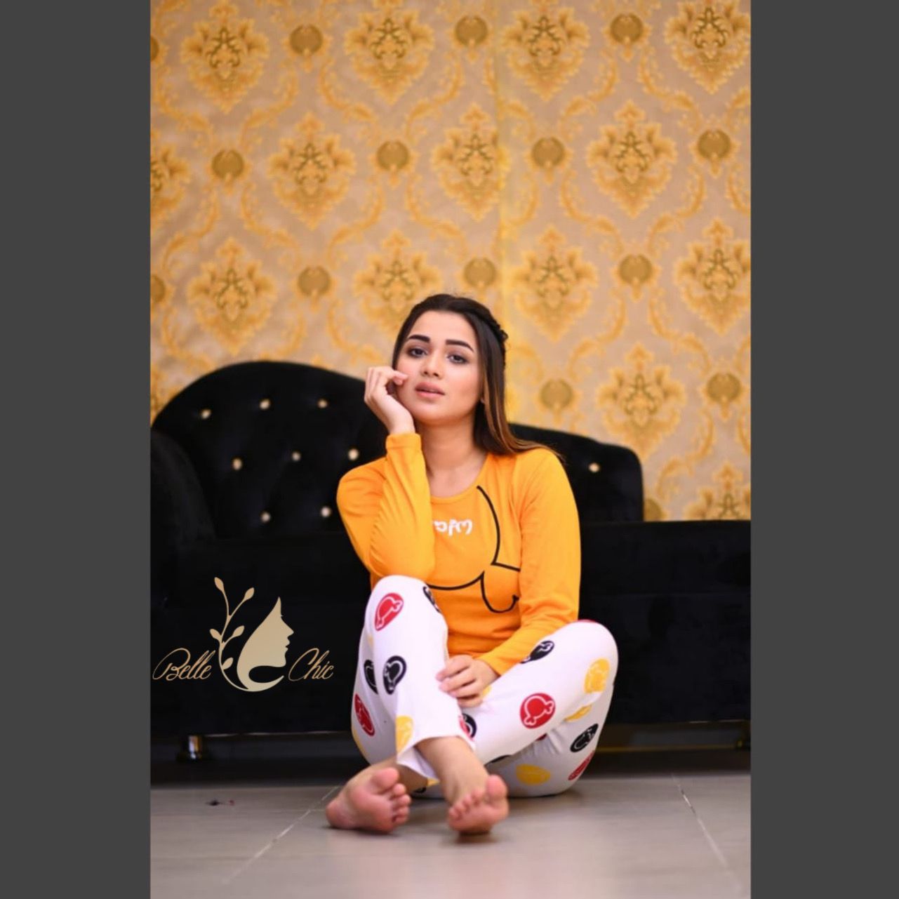 Yellow Printed Suit Shopcify