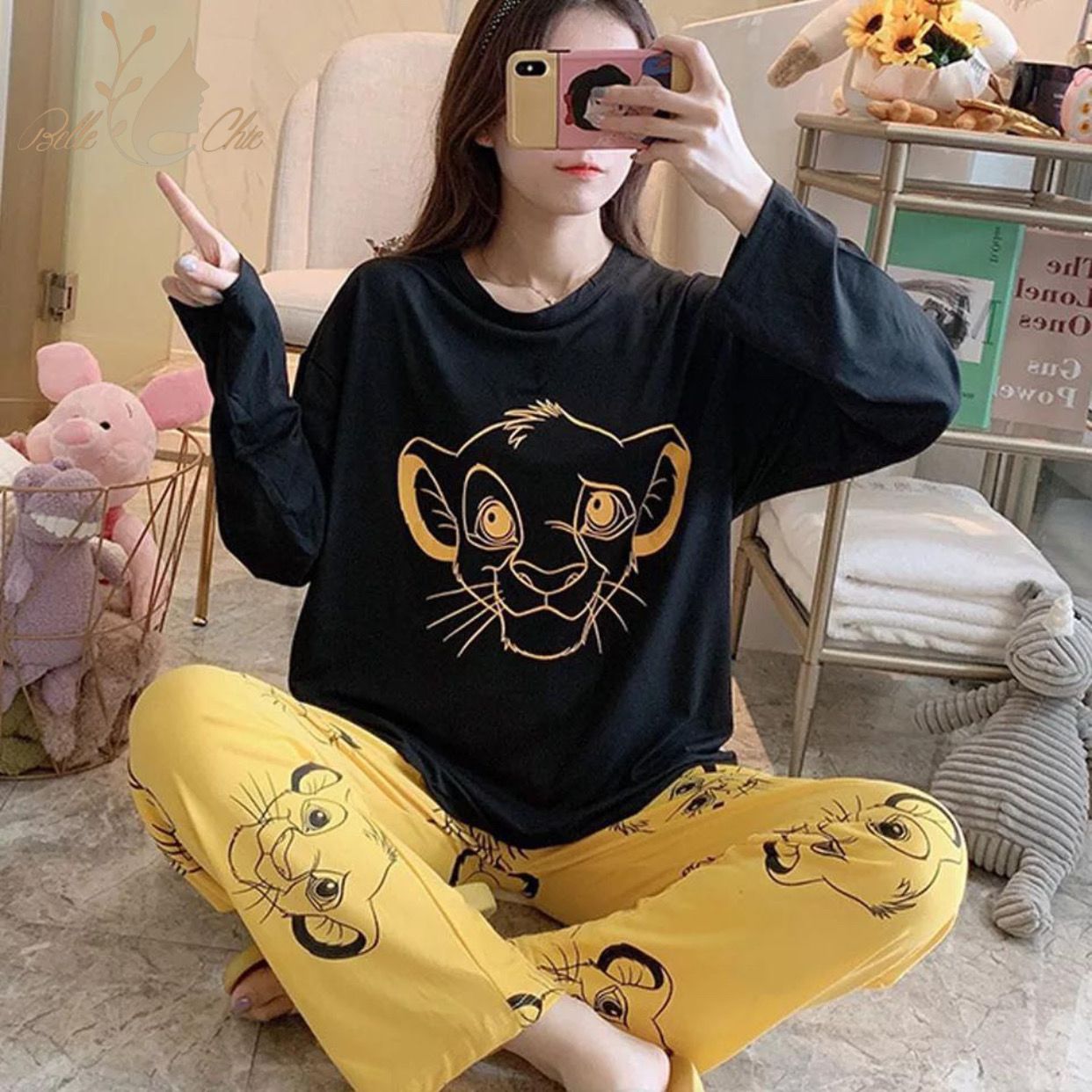 BLACK & YELLOW LION CONTRAST WOMEN'S WEAR Shopcify