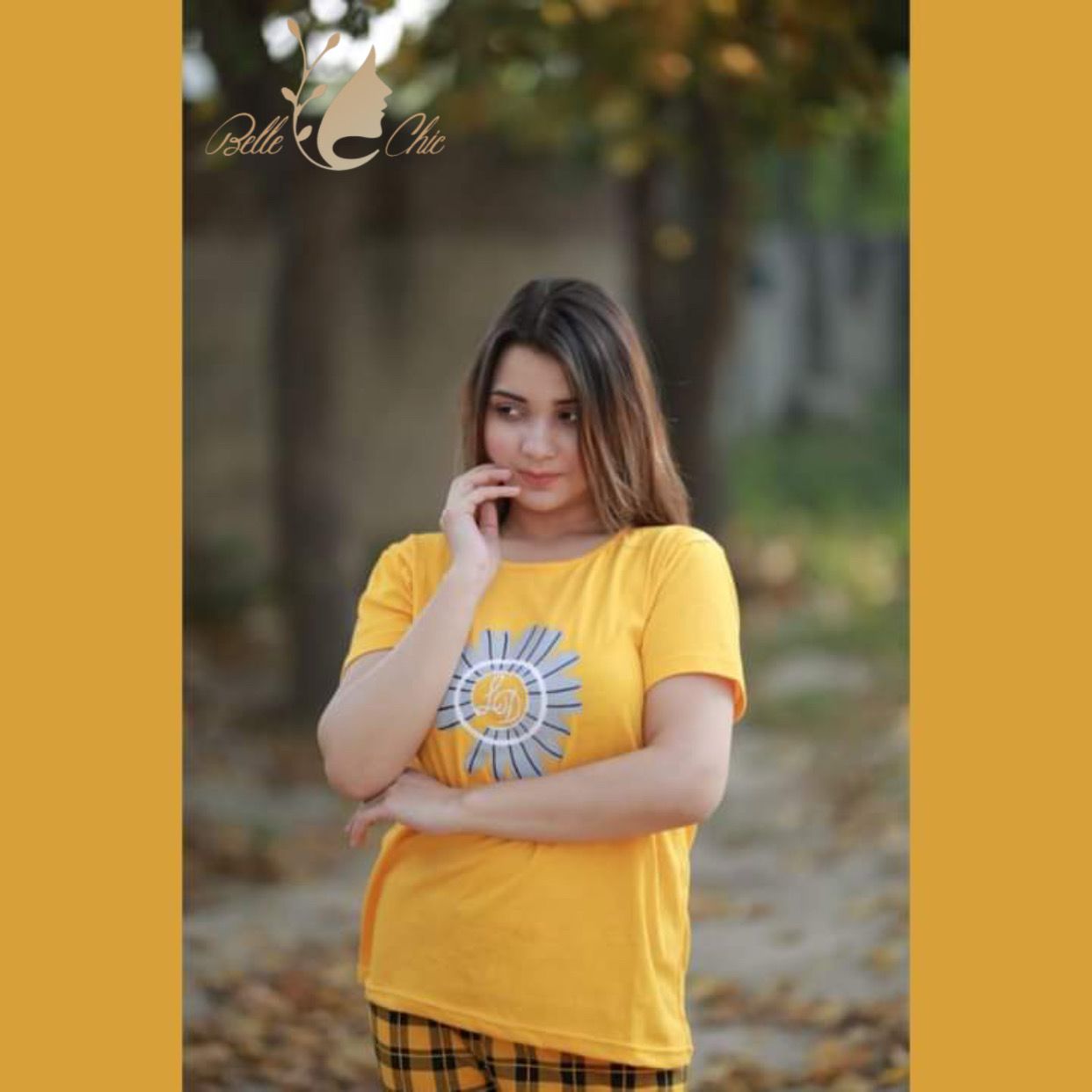 Yellow Flower Check Sleeping Wear Shopcify