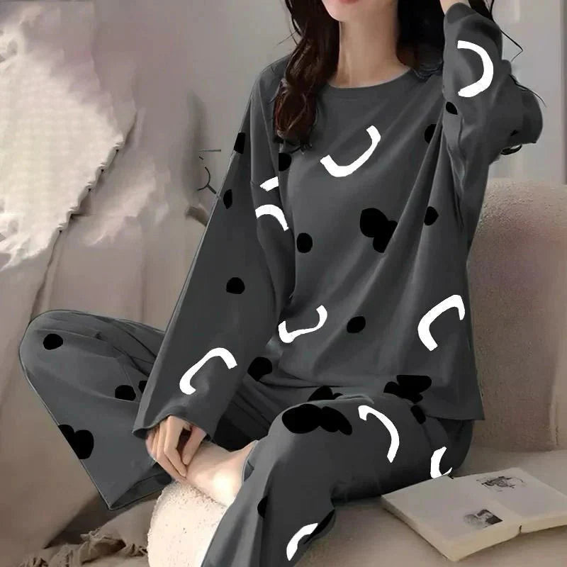 Black Cloud Printed Women's PJ Sets Shopcify