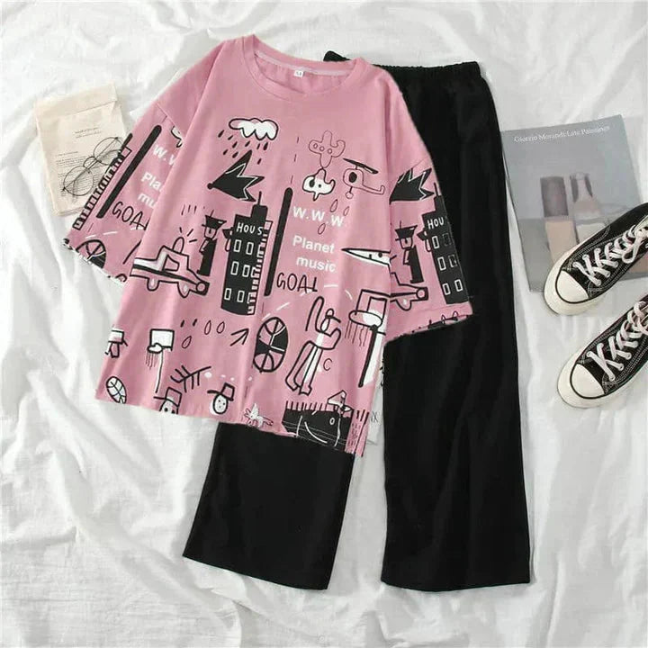 Music Planet Printed Women's PJ Sets Shopcify