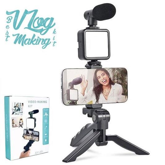 Vlogger video making Kits vlog microphone Led Fill Light Mini Tripod Mobile Holder