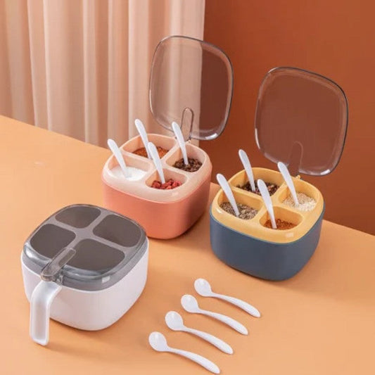 Nordic Style 4 Grid Spice Set Seasoning Spice Container