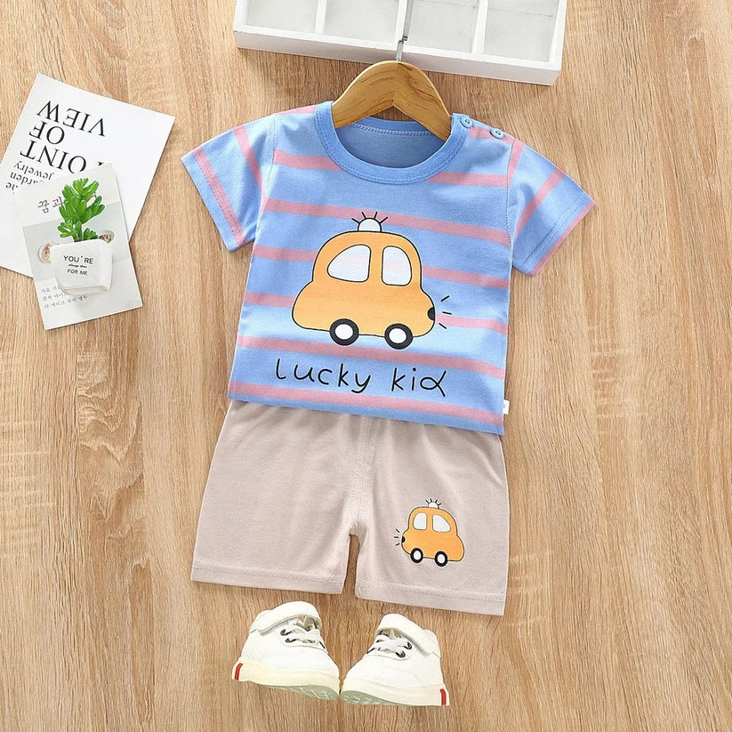 Lucky Kid Printed Short Sleeve Kids Wear Shopcify