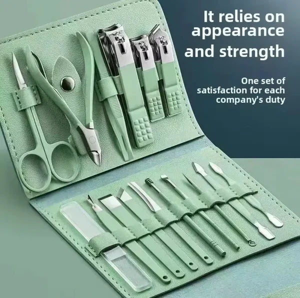16 Pcs Manicure Set – Professional Nail Clippers Pedicure Kit+ FREE Ear Wax Cleaning Tool