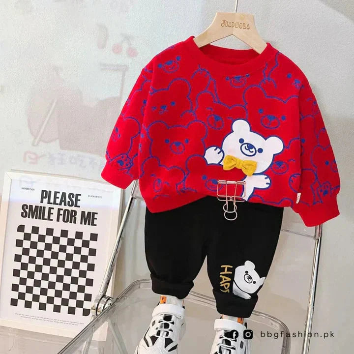 RED TEDDY BEAR WINTER PANEL TRACKSUIT Shopcify