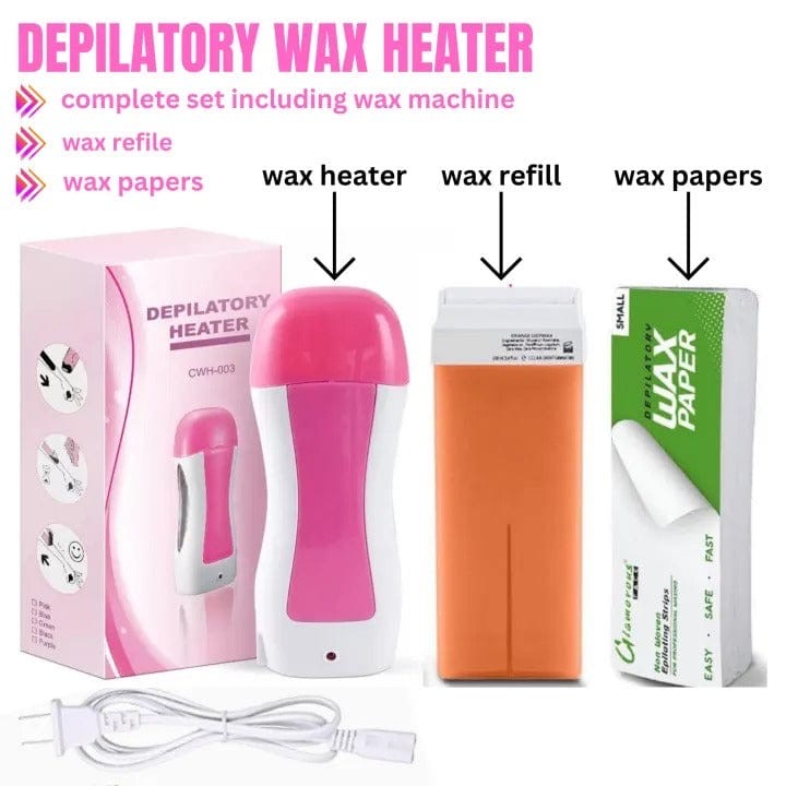 Deplitatory Roll on Wax| 3 in 1| Refill Machine With roller wax And Wax Paper