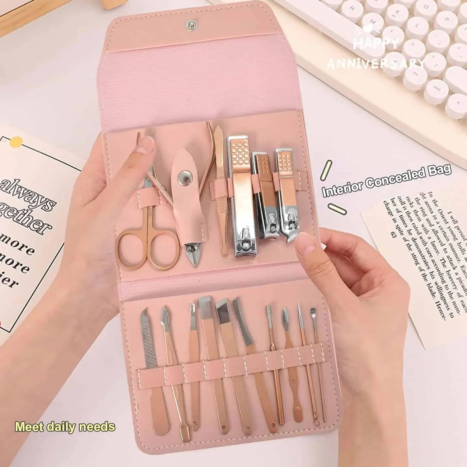 Manicure Pedicure Grooming Kit, Stainless Steel set, Nail cutter set, Nails Care, Clipper, Nails tool Set, Professional Spa kit, Nipper, 16pcs set Shopcify