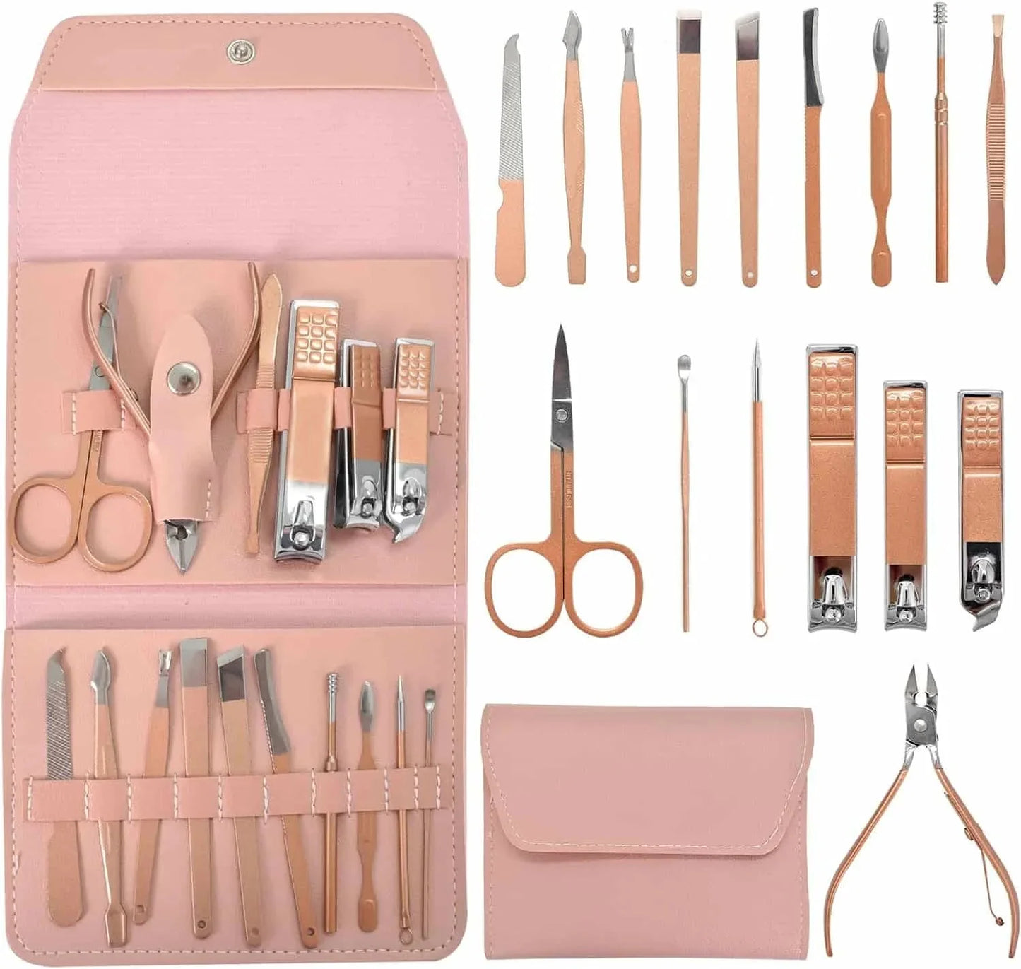 Manicure Pedicure Grooming Kit, Stainless Steel set, Nail cutter set, Nails Care, Clipper, Nails tool Set, Professional Spa kit, Nipper, 16pcs set Shopcify