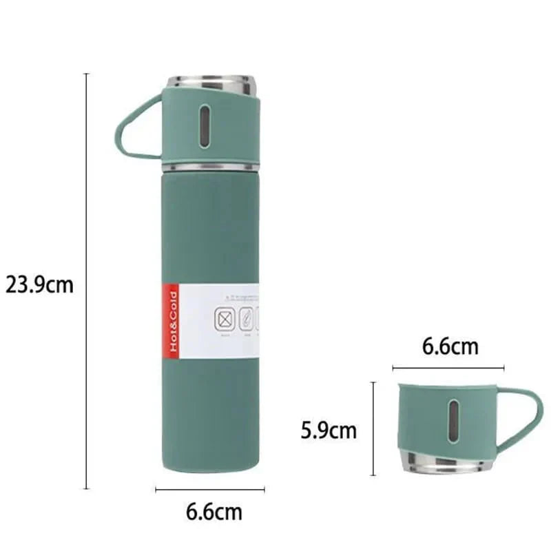 Stainless Steel Vacuum Thermal Flask Set [Random Colours] Shopcify