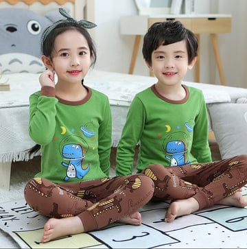 GREEN AND BROWN DINO PRINTED KIDS WEAR Shopcify