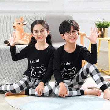 HELLO BLACK PATTERN PRINTED KIDS WEAR Shopcify