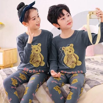 DARK GREY TEDDY BEAR PRINTED KIDS WEAR Shopcify