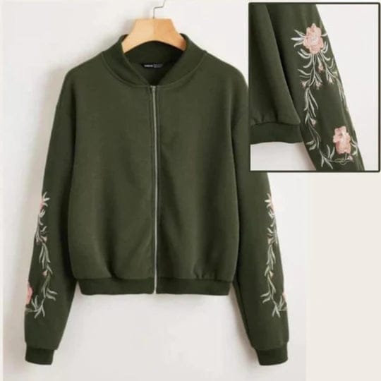 HUNTER GREEN EMBROIDERED JACKET FOR WOMEN Shopcify