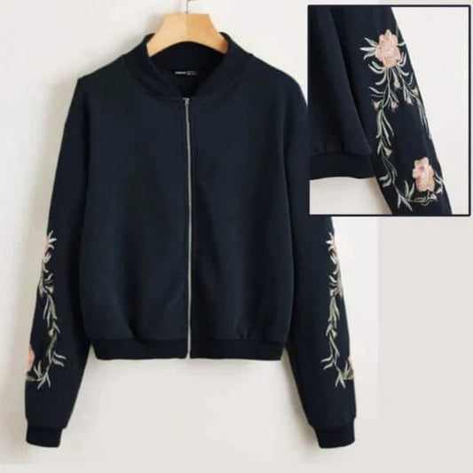 NAVY BLUE EMBROIDERED JACKET FOR WOMEN Shopcify
