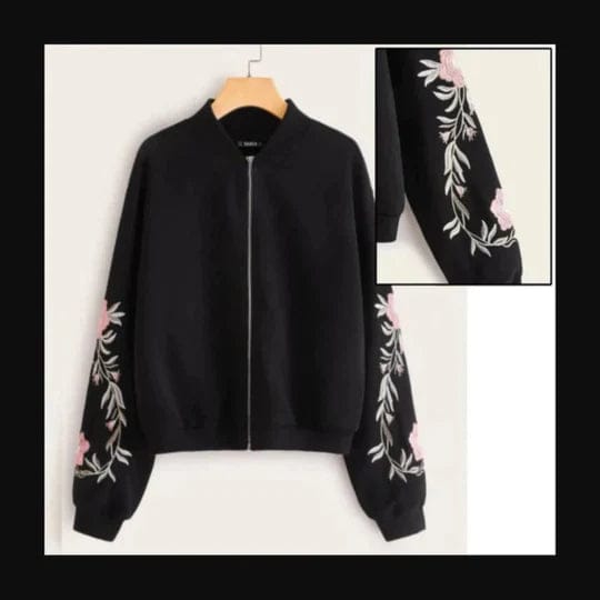 BLACK EMBROIDERED JACKET FOR WOMEN Shopcify
