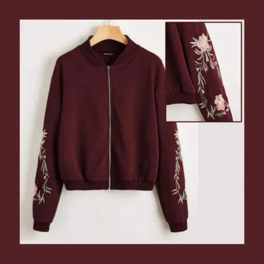MAROON EMBROIDERED JACKET FOR WOMEN Shopcify