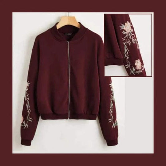MAROON EMBROIDERED JACKET FOR WOMEN Shopcify