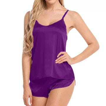 PURPLE 2 PCS POLYESTER CAMI SET Shopcify