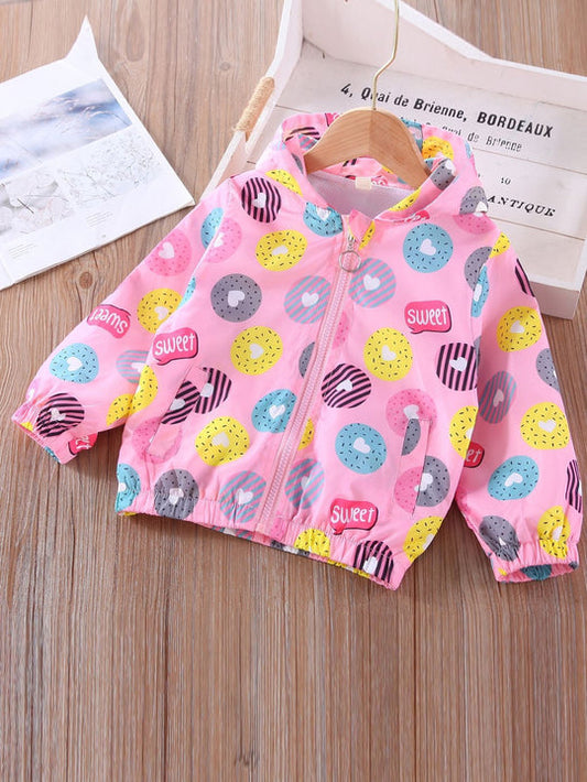 Baby/boy pink donut cartoon printed style winter fleece zip-up hoodie - #Z-0090 Shopcify
