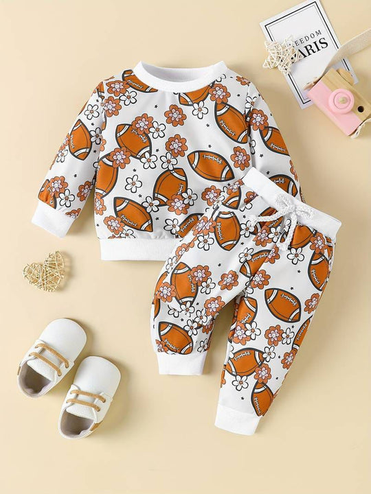 Baby/boy rugby ball printed style winter fleece tracksuit Shopcify