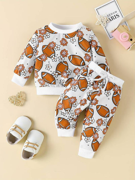Baby/boy rugby ball printed style winter fleece tracksuit Shopcify