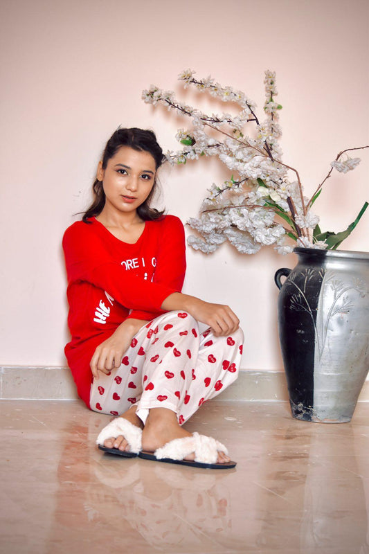 Red The More I Grow Hearts Woman Pajama Set Shopcify