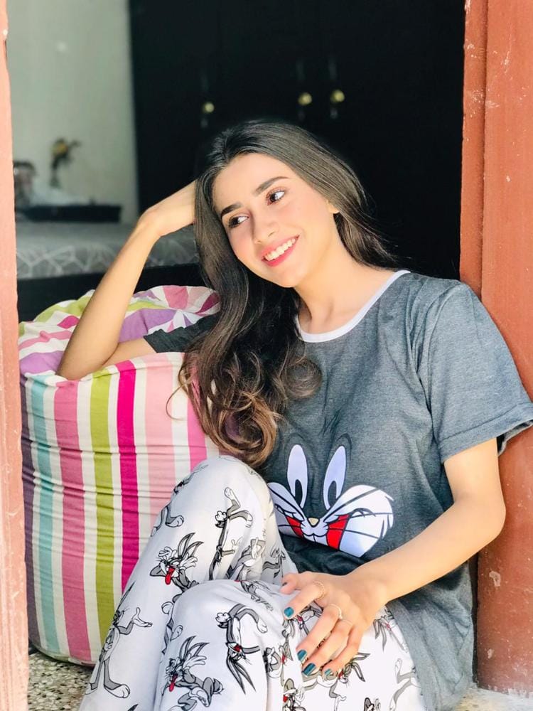 Grey Buggs Bunny Contrast Print PJ Set (Half-Sleeves) Shopcify