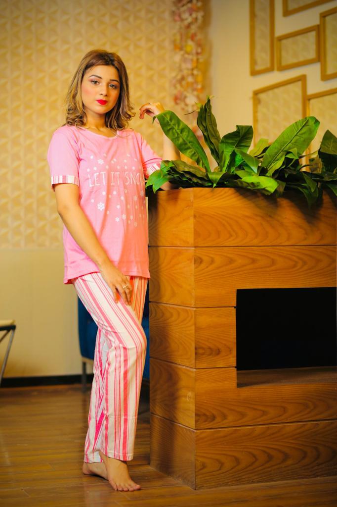 Let it Snow Woman Pajama Set Pink Shopcify