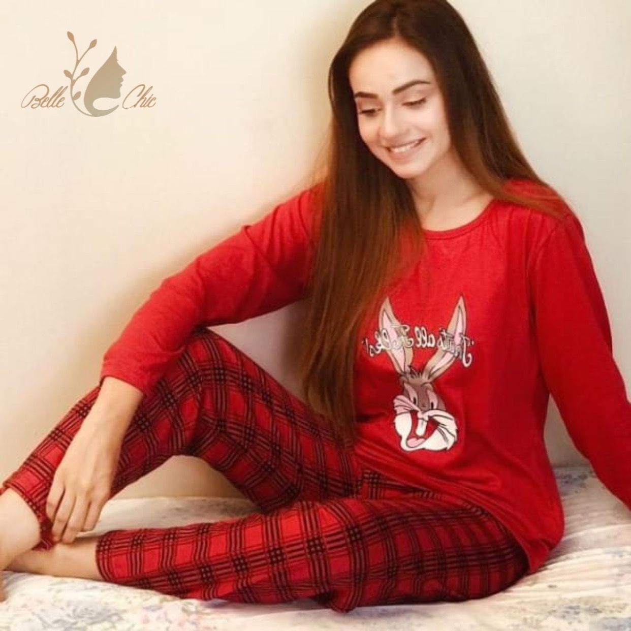 RED BUNNY PRINTED NIGHT WEAR Shopcify