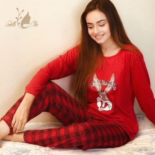 RED BUNNY PRINTED NIGHT WEAR Shopcify