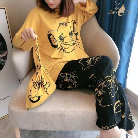 YELLOW & BLACK LION CONTRAST WOMEN'S WEAR Shopcify