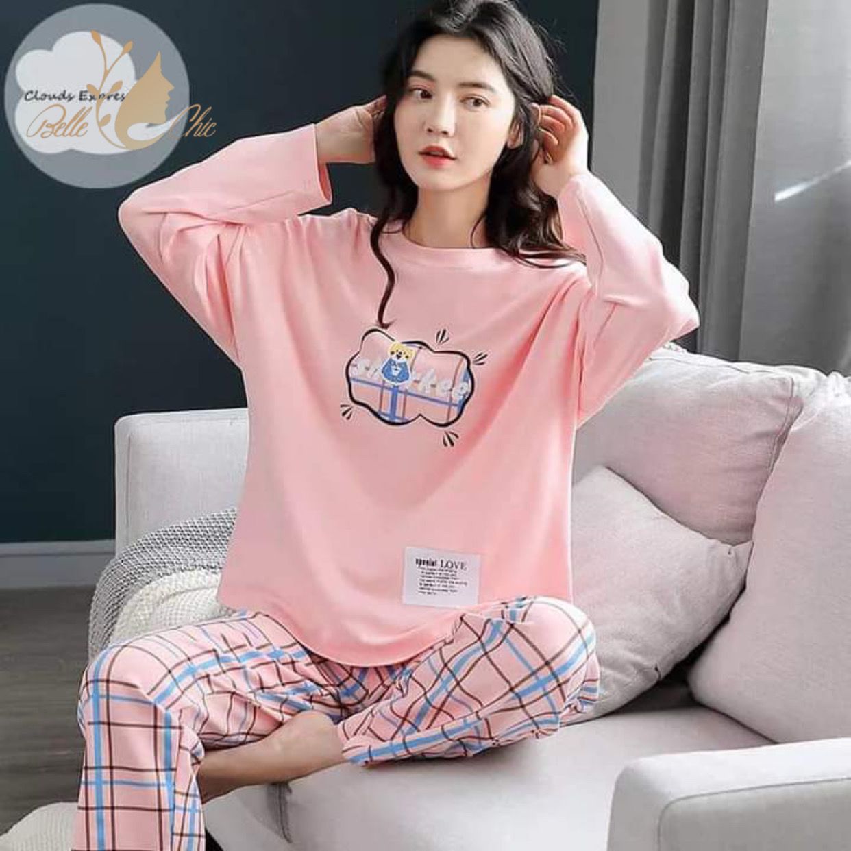 Pink Sharkee Printed Night Suit Shopcify