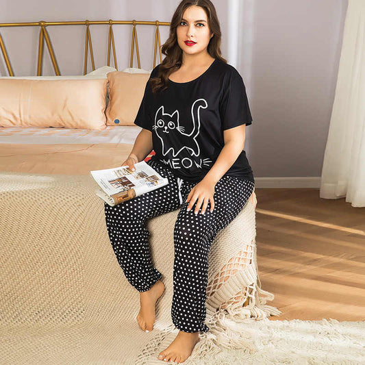 MEOW Cat Style Printed Design Ladies Sleepwear Night Dress Shopcify