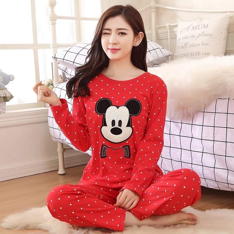 Red Mickey Mouse Woman Pajama Set Shopcify