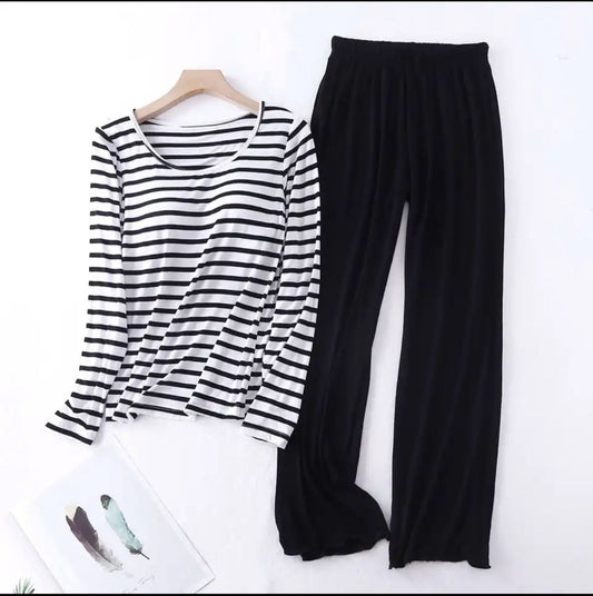 Black & White Zebra Lining Sleepwear Night Dress Shopcify