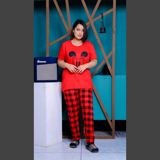NEW RED MICKEY EYE PRINTED WOMEN PJ SET SLEEP WEAR Shopcify