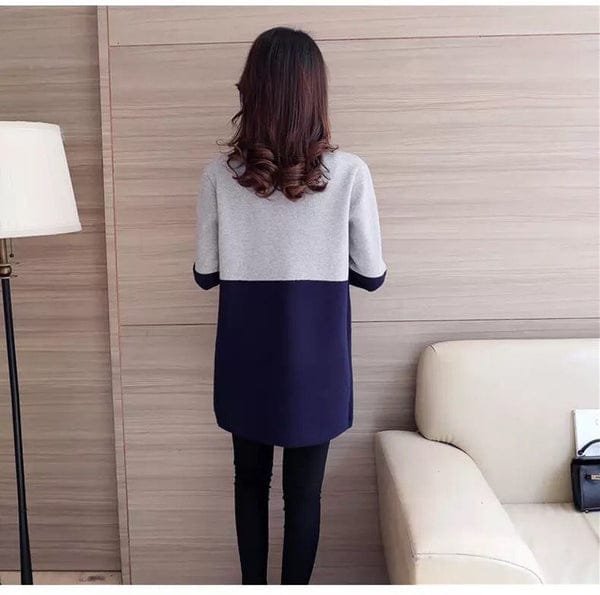 Blue Contrast Long Sleeve Fashion Cardigan Sweater Shopcify