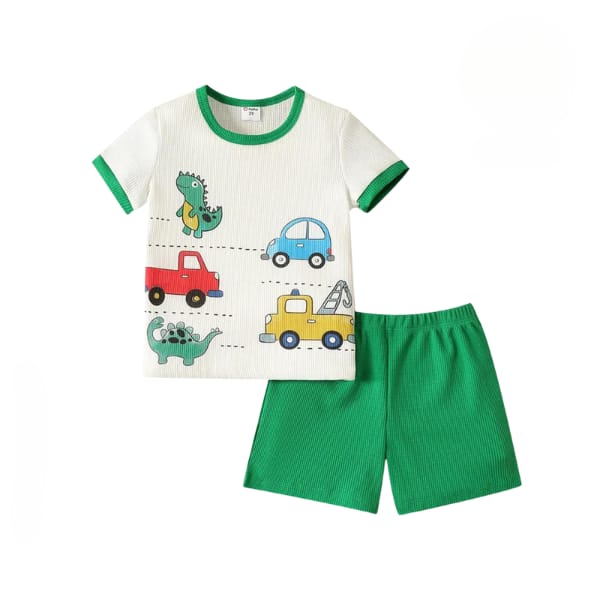 GREEN WHITE TRUCKS SHORT SET Shopcify