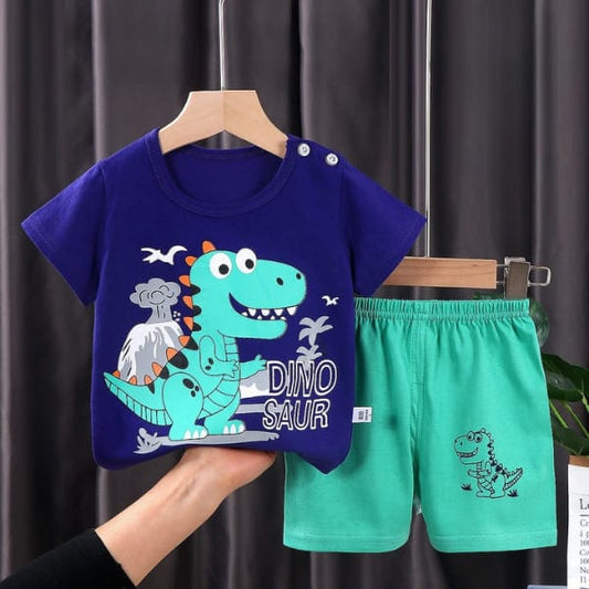 BLUE GREEN PRINTED KIDS SHORT SLEEVE KIDS WEAR Shopcify