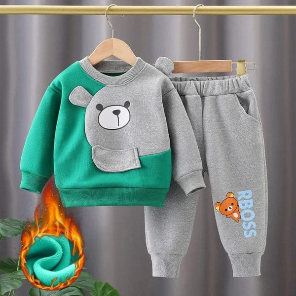 GREEN & GRAY POOH KIDS WINTER PANEL TRACKSUIT Shopcify