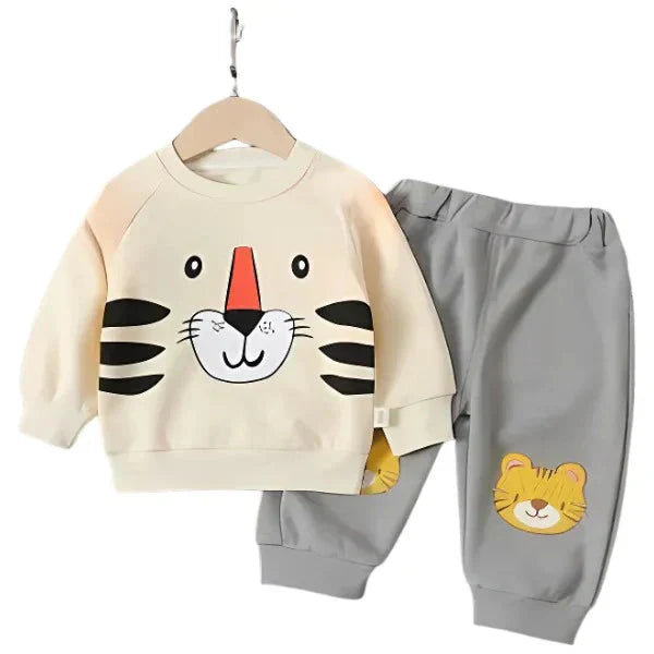 SKIN COLOR  - TIGER PRINTED KIDS WINTER PANEL TRACKSUIT Shopcify
