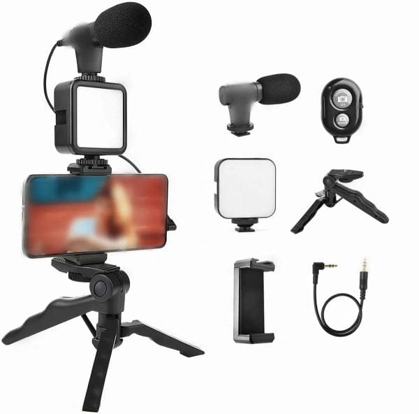 Vlogger video making Kits vlog microphone Led Fill Light Mini Tripod Mobile Holder