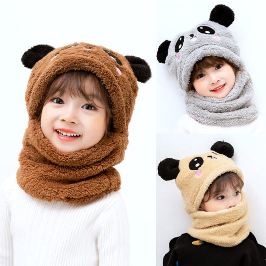 Beanie Wool Cap With Neck Warmer Attached. Kids Wool Cap Cartoon Panda Baby (random Color) Shopcify