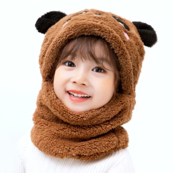 Beanie Wool Cap With Neck Warmer Attached. Kids Wool Cap Cartoon Panda Baby (random Color) Shopcify