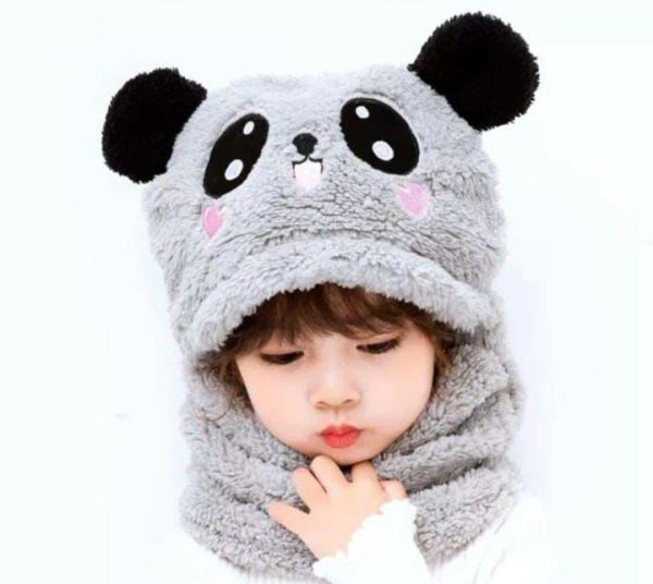Beanie Wool Cap With Neck Warmer Attached. Kids Wool Cap Cartoon Panda Baby (random Color) Shopcify