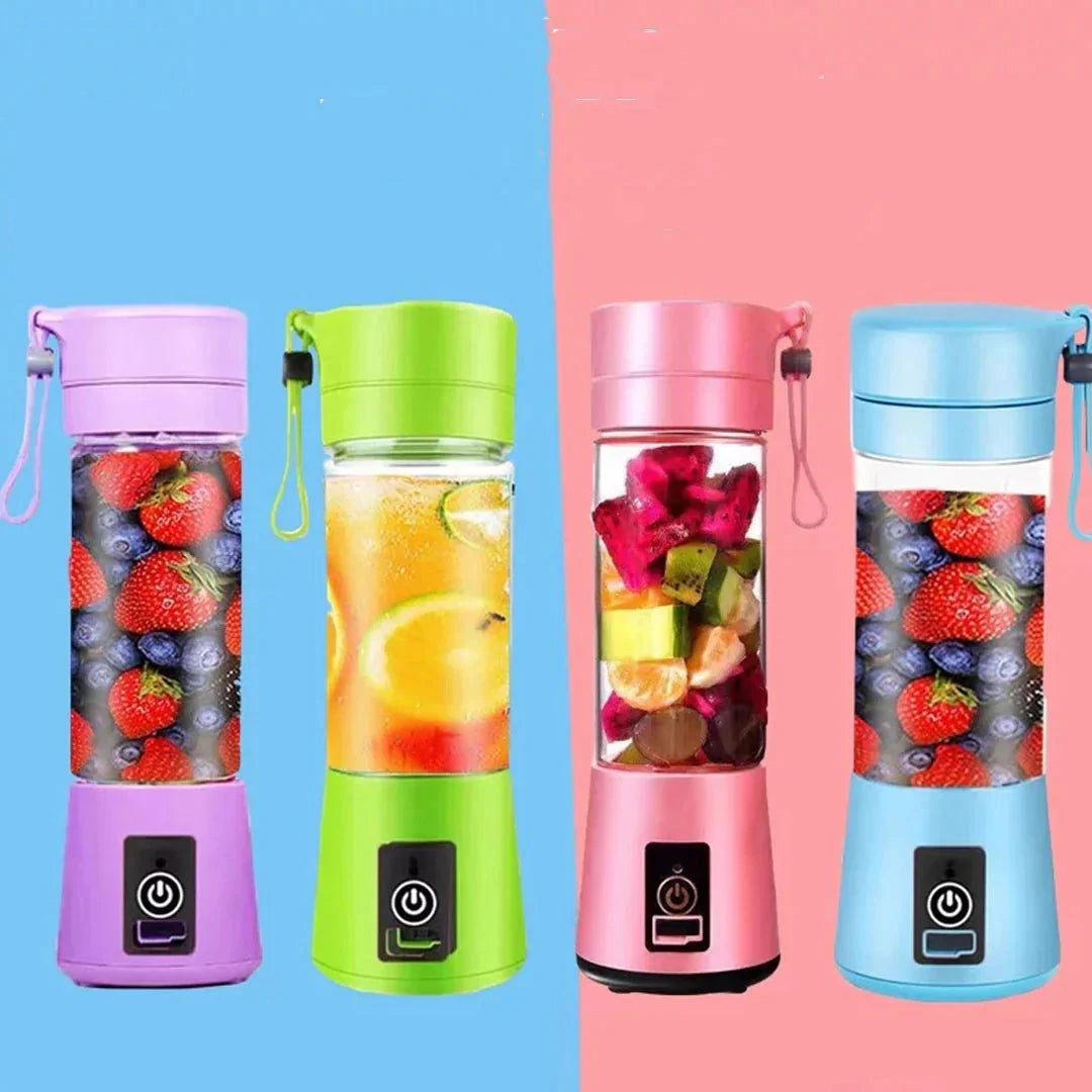 USB Chargeable Juicer Blender 6 Blades Portable Blender Mini 6 Blade Juicer Cup 380ml - Smoothie Maker Electric Travel Juicer Blender Machine Rechargeable Multicolour Shopcify