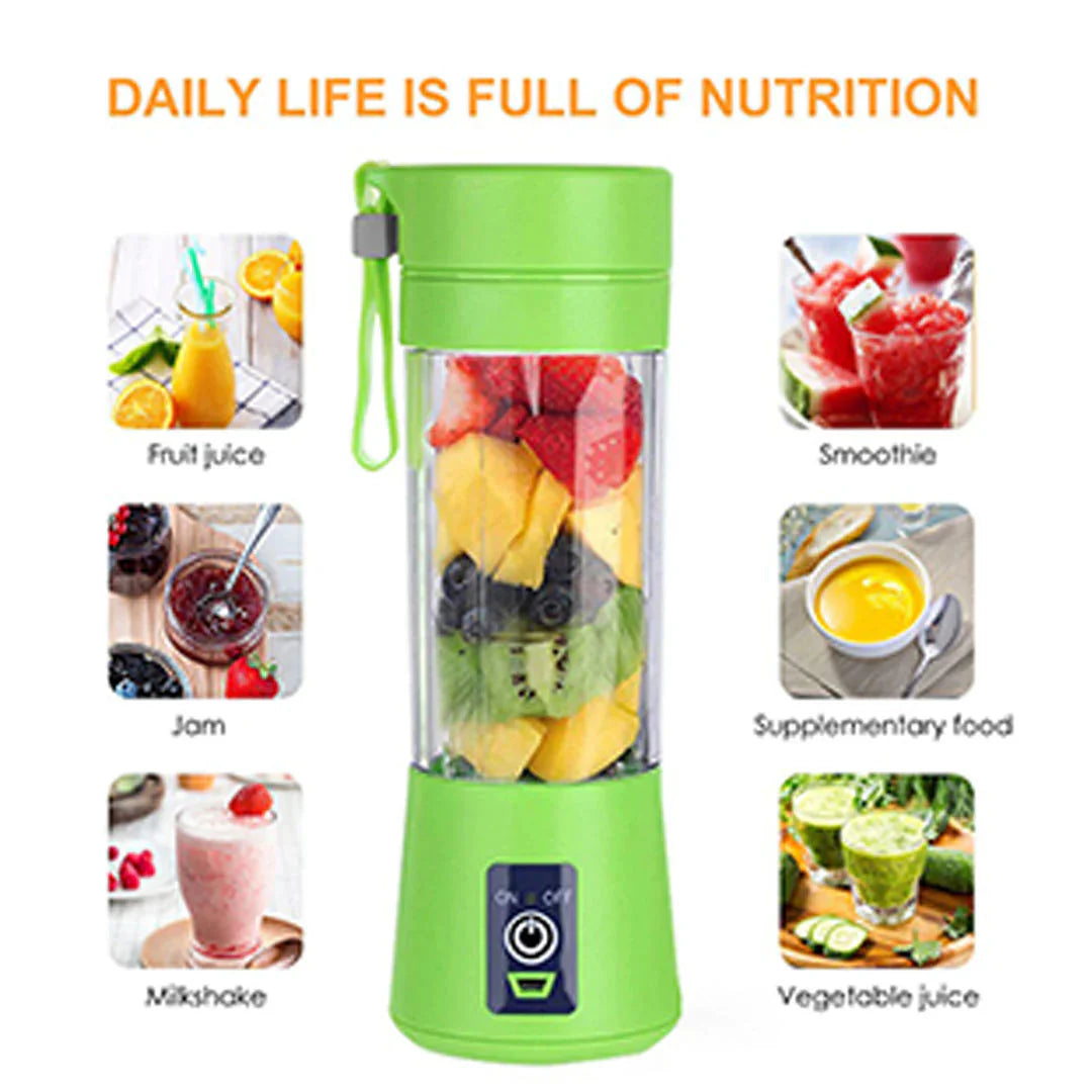 USB Chargeable Juicer Blender 6 Blades Portable Blender Mini 6 Blade Juicer Cup 380ml - Smoothie Maker Electric Travel Juicer Blender Machine Rechargeable Multicolour Shopcify