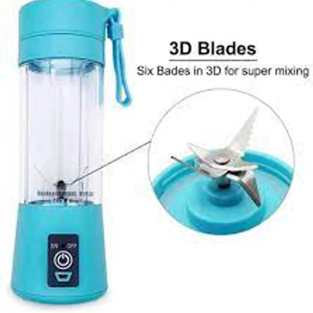 USB Chargeable Juicer Blender 6 Blades Portable Blender Mini 6 Blade Juicer Cup 380ml - Smoothie Maker Electric Travel Juicer Blender Machine Rechargeable Multicolour Shopcify